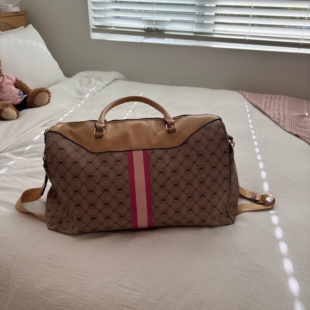 Anne Klein Duffel Bag with Pink Stripe